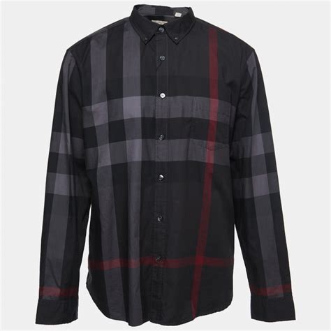 burberry brit charcoal plaid cotton button down long sleeve shirt|burberry button down shirts men.